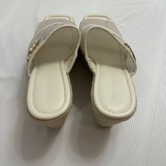 Karl Lagerfeld Paris Corissa Slip On Espadrille Wedge Sandals Heels Sz 8.5 8 1/2 - Picture 6 of 10
